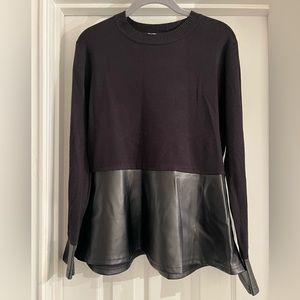 Sioni Faux Leather Peplum Sweater Size Small